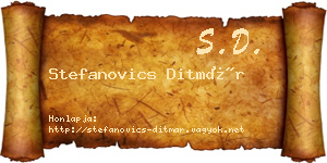 Stefanovics Ditmár névjegykártya